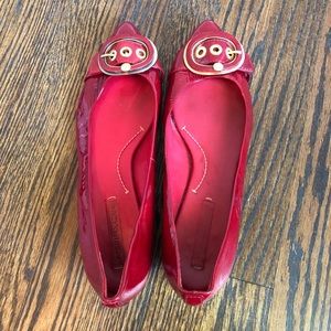 BCBG patent leather red flats